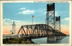 Interstate Highway Bridge ove Columbia River, Between Portland Oregon, and Vancouver, Washington Postcard Postcard