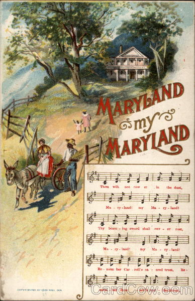 3 x 5 cm in size Lyrics My Maryland & Maryland Songs