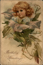 Pretty blonde girl in a flower Fantasy Postcard Postcard