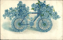 Bicycling Memories Figures Made of Flowers Postcard Postcard