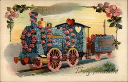 To My Valentine Figures Made of Flowers Postcard Postcard