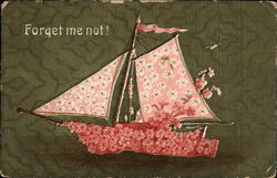 Forget me not! (Pink floral boat) Postcard