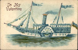 Floral Steamboat Postcard