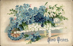 Fond Wishes Figures Made of Flowers Postcard Postcard