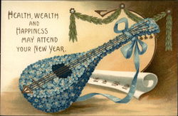 Health, Wealth and Happiness May Attend Your New Year Postcard