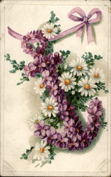 Purple and white floral anchor Postcard