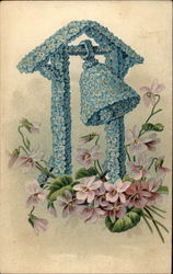 Blue flower bell Figures Made of Flowers Postcard Postcard