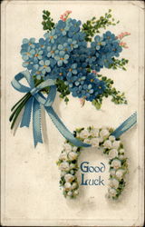 Good Luck With Everything that You Do Figures Made of Flowers Postcard Postcard