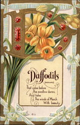 D is for Daffodils (Regard) Flowers Postcard Postcard