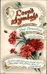 Love's Symbols- Red Carnation Affection Flowers Postcard Postcard