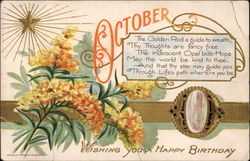 October--Wishing You a Happy Birthday Months Postcard Postcard