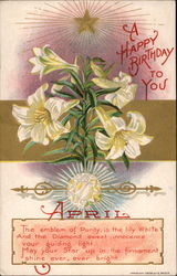 Birthday Lilies April Months Postcard Postcard