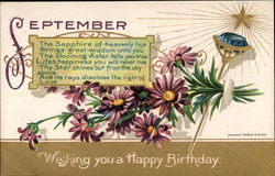 September, Wishing you a Happy Birthday Postcard