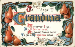 To dear Grandma (with pear border) To My Dear... Postcard Postcard