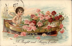 A Bright and Happy Easter Flowers Postcard Postcard