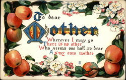 To dear Mother (with apple border) Postcard