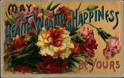 May Health Wealth & Happiness Be Yours Greetings Postcard Postcard