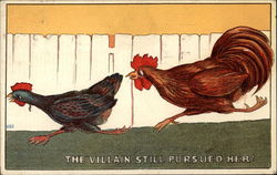 The Villain Still Pursued Her! Birds Postcard Postcard