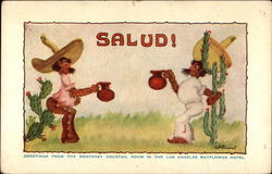 Salud! Greetings from the Monterey Cocktail Room in the Los Angeles Mayflower Hotel California Postcard Postcard