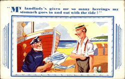 My Landlady's Given Me So Many Herrings Comic, Funny Postcard Postcard