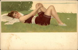 Bathing Beauty on the Grass Postcard