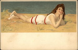 Sun Bather Laying on the Beach Postcard