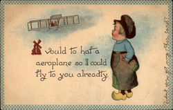 I Vould to Hat a Aeroplane So I Could Fly to You Alreadty Postcard