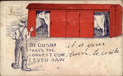 By Gosh! That's the Longest Cow I Ever Saw Comic, Funny Postcard Postcard