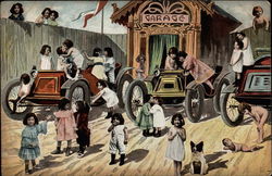 Many Children at the Garage Multiple Babies Postcard Postcard