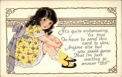 Girl waiting for an answer Girls Postcard Postcard