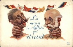 La main des Allies qui etreint World War I Postcard Postcard