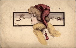 Winter Wondering Women Postcard Postcard