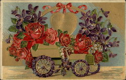 Best Birthday Wishes on the Flower Wagon Postcard