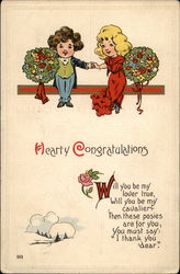 Hearty Congratulations with couple holding hands Postcard