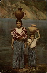 Girls carrying water Jugs on heir Heads Postcard Postcard