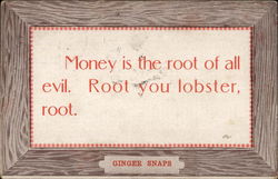 Money is the root of all evil. Root you lobster, root Comic, Funny Postcard Postcard