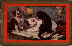 Music Lesson with Cats reading music Postcard