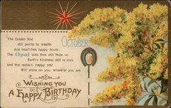 Wishing You A Happy Birthday - October/Opal Postcard