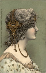 Young woman with fancy jeweled, golden headdress Women Postcard Postcard