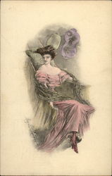 Woman Dressed in Pink Women Postcard Postcard