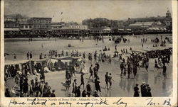 Beach Scene, North of Steel Pier Postcard