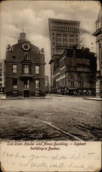 Old State House and Ames Building, - highest building in Boston Massachusetts Postcard Postcard