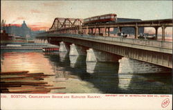 Charlestown Bridge and Elevated Railway Postcard