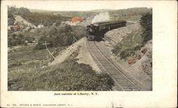 Train on the Move Liberty, NY Postcard Postcard