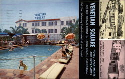 Venetian Square Hotel Apartments and Bungalows Long Beach, CA Postcard Postcard