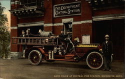 Auto Truck at Central Fire Station Rochester, MN Postcard Postcard