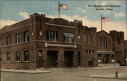 Fire Station and Armory Austin, MN Postcard Postcard