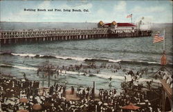 Bathing Beach and Pier Postcard