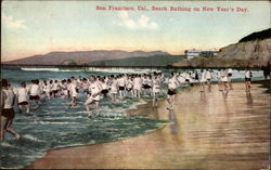 Beach Bathing on New Year's Day Postcard