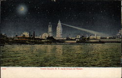 Coney Island, N. Y. From Ocean, By Night Postcard